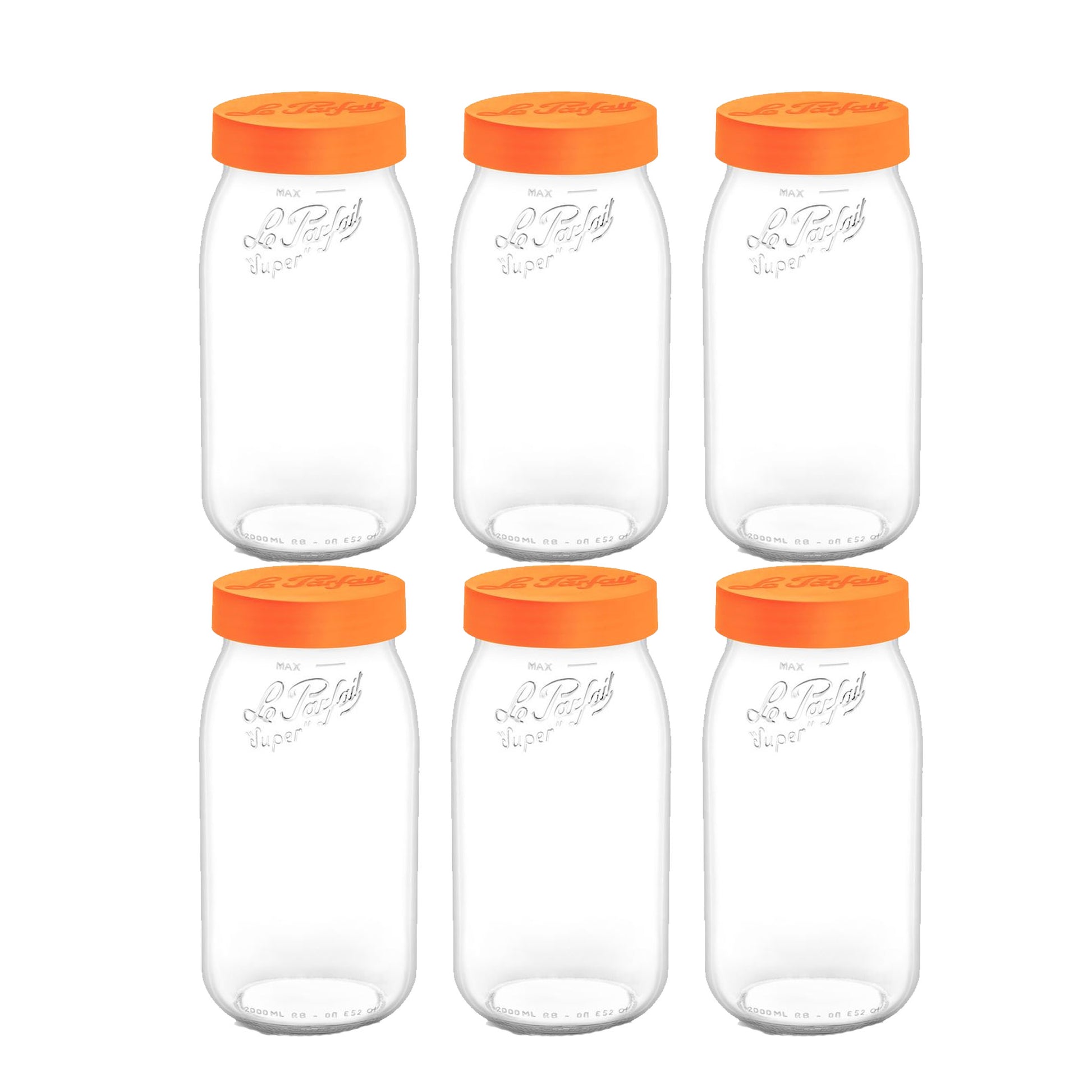 Le Parfait Screw Top Glass Store Jars 2.0L - Pack 6