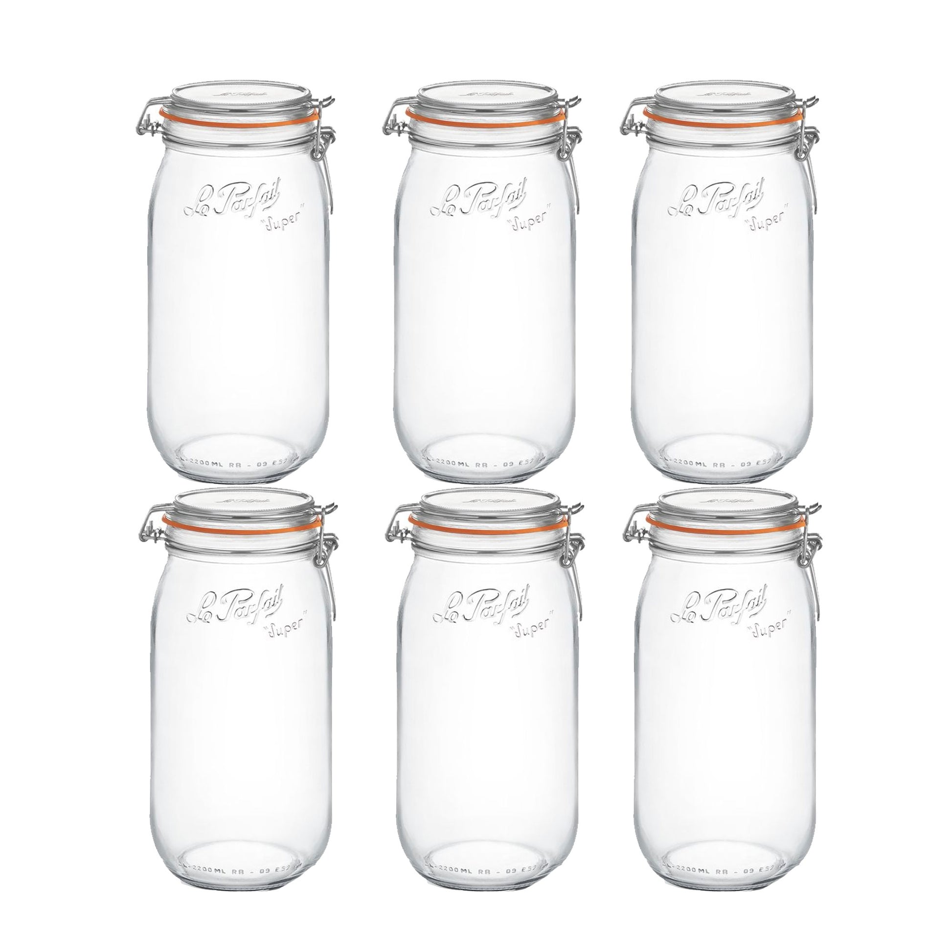 Super Preserve Clip Top Glass Store Jar 2.0L - Pack 6