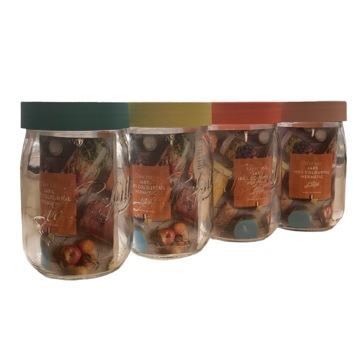 Screw Top Store Jars 1.0L assorted coloured lids Le Parfait Online