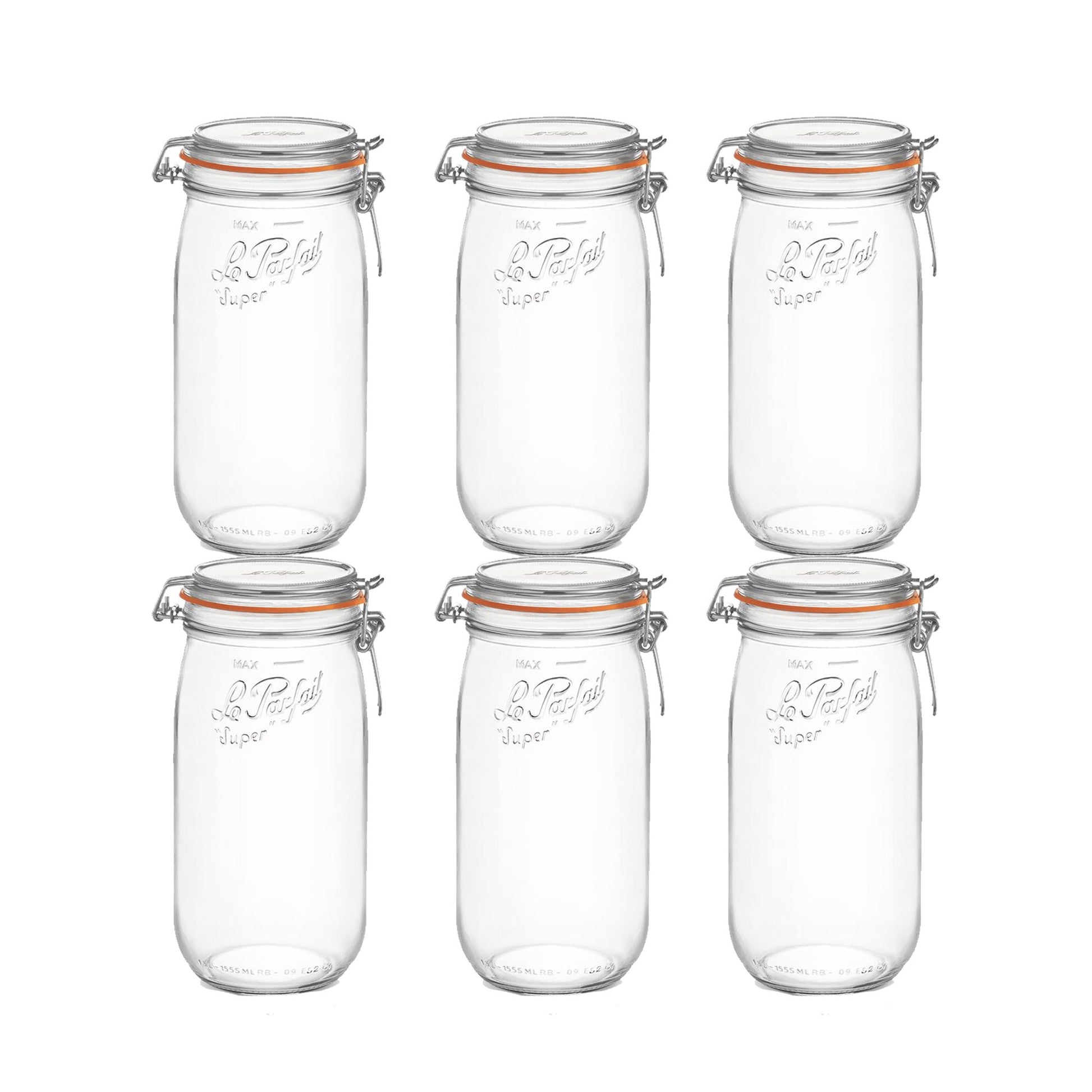 Super Preserve Clip Top Glass Store Jar 1.5L - Pack 6