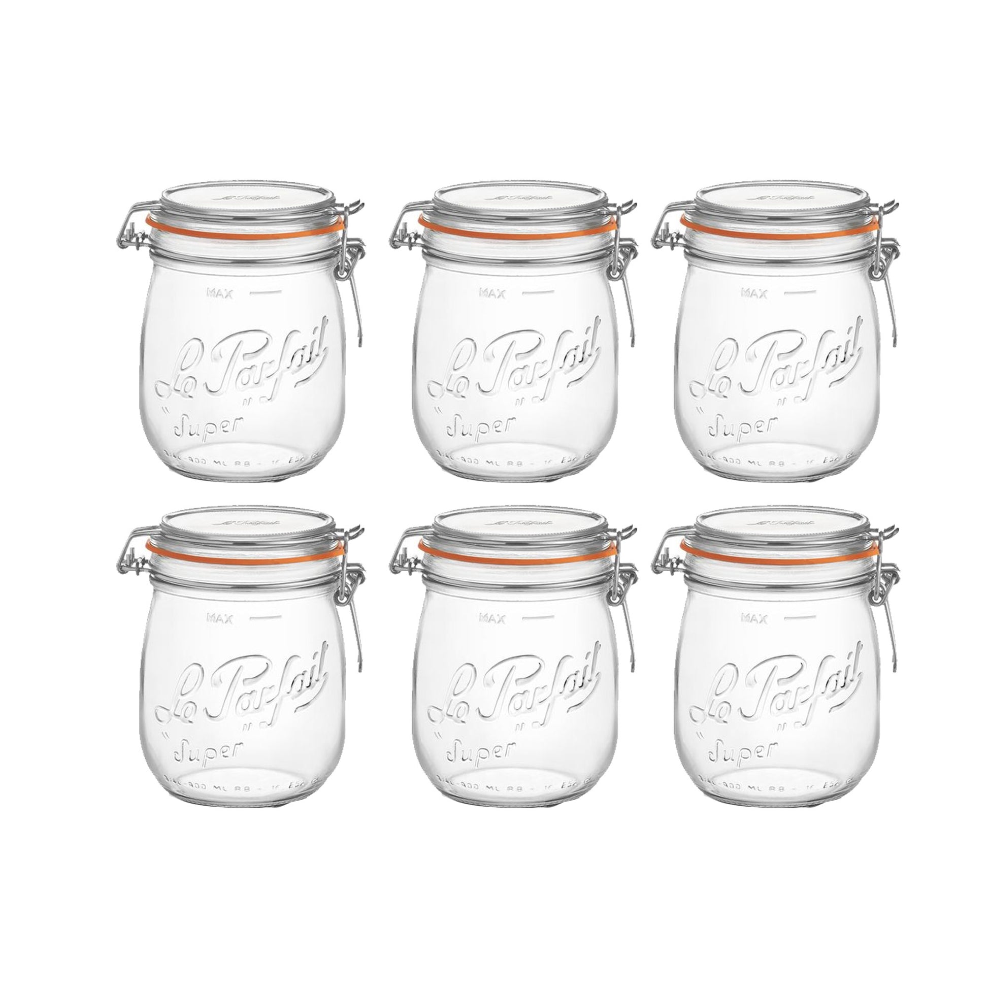 Super Preserve Clip Top Glass Store Jar 0.75L - Pack 6