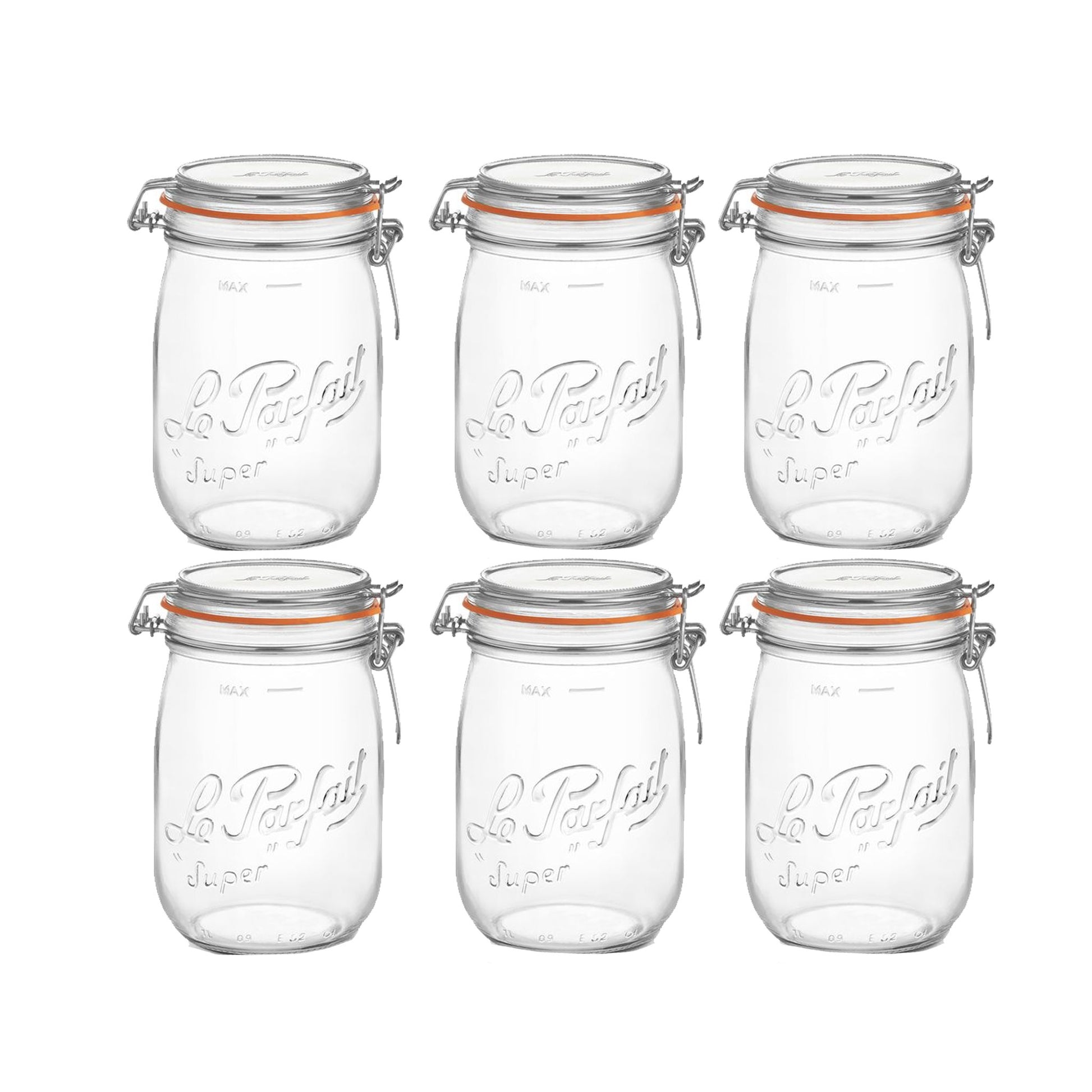 Super Preserve Clip Top Glass Store Jar 1.0L - Pack 6