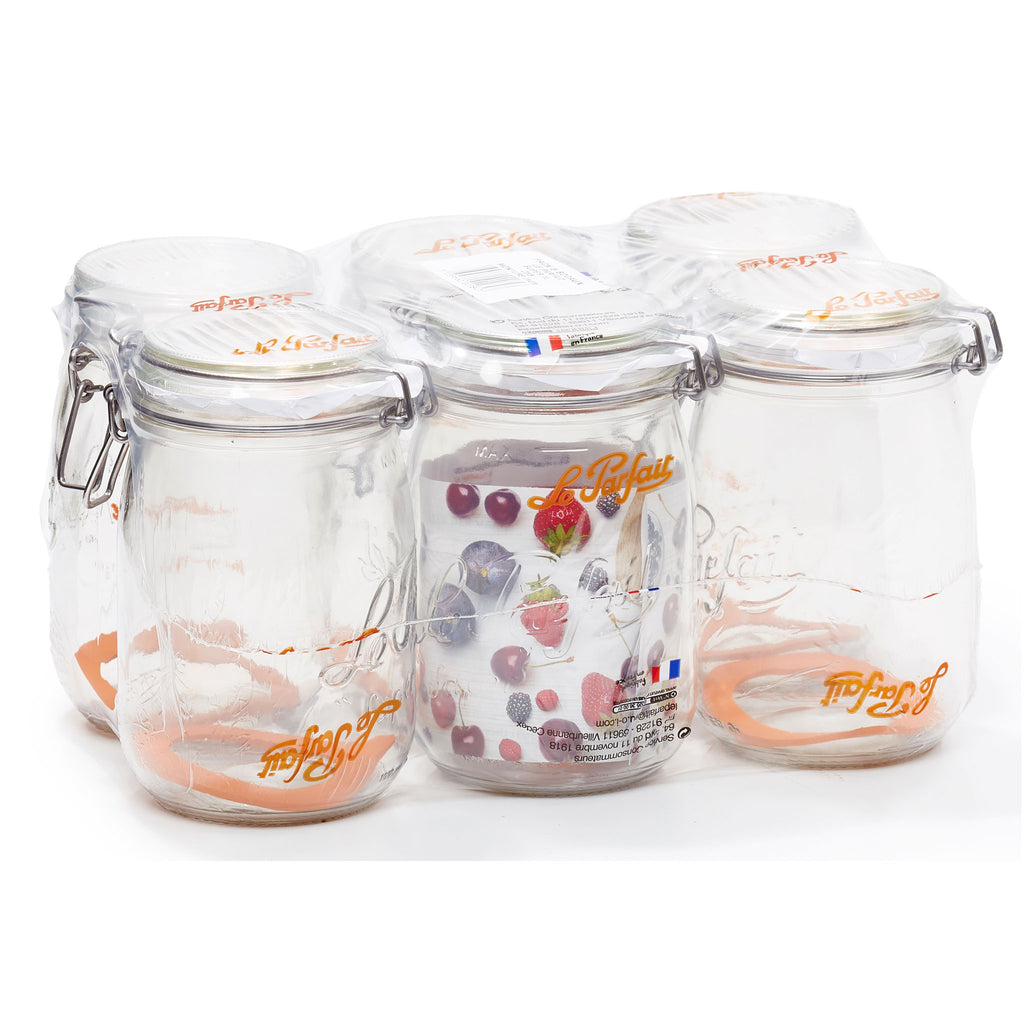 Super Preserve Clip Top Glass Store Jar 1.0L - Pack 6