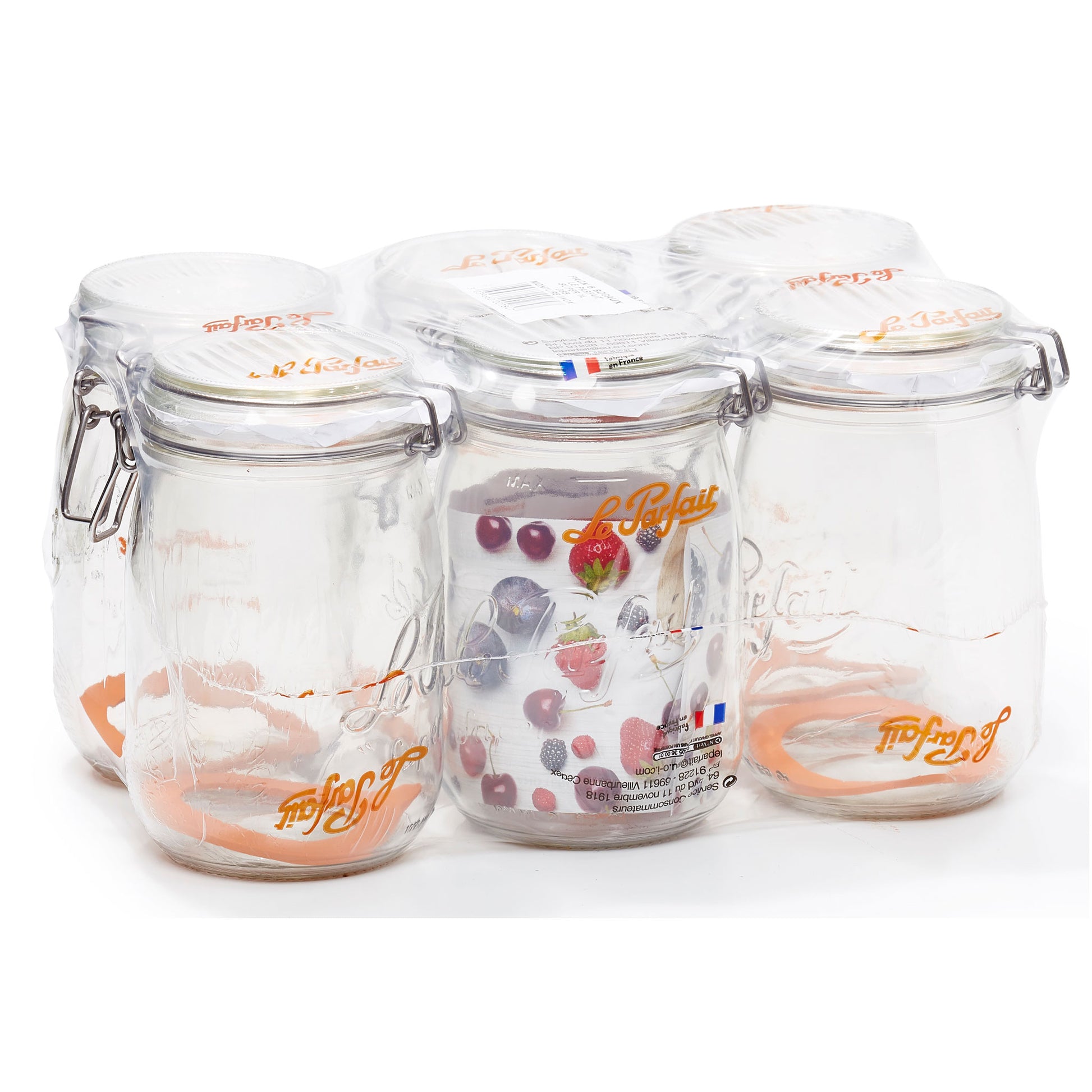 Super Preserve Clip Top Glass store Jar 1.0L  - Pack 6