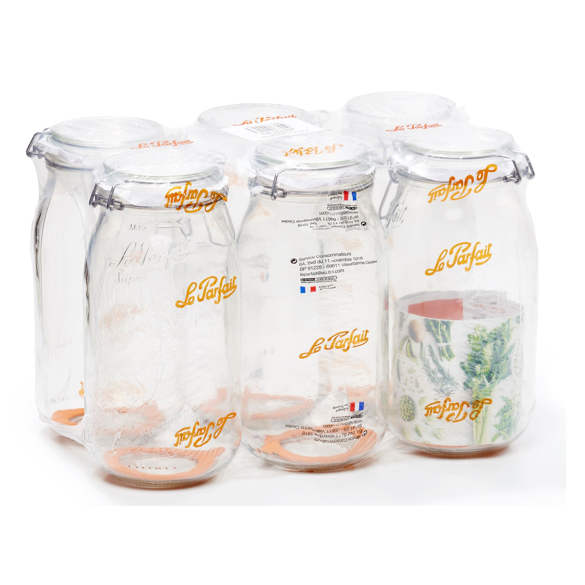 Super Preserve Clip Top Glass Store Jar 2L  - Pack 6
