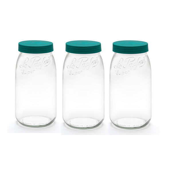 Le Parfait Forest Green Screw Top Glass Store Jars 3.0L - Pack 3