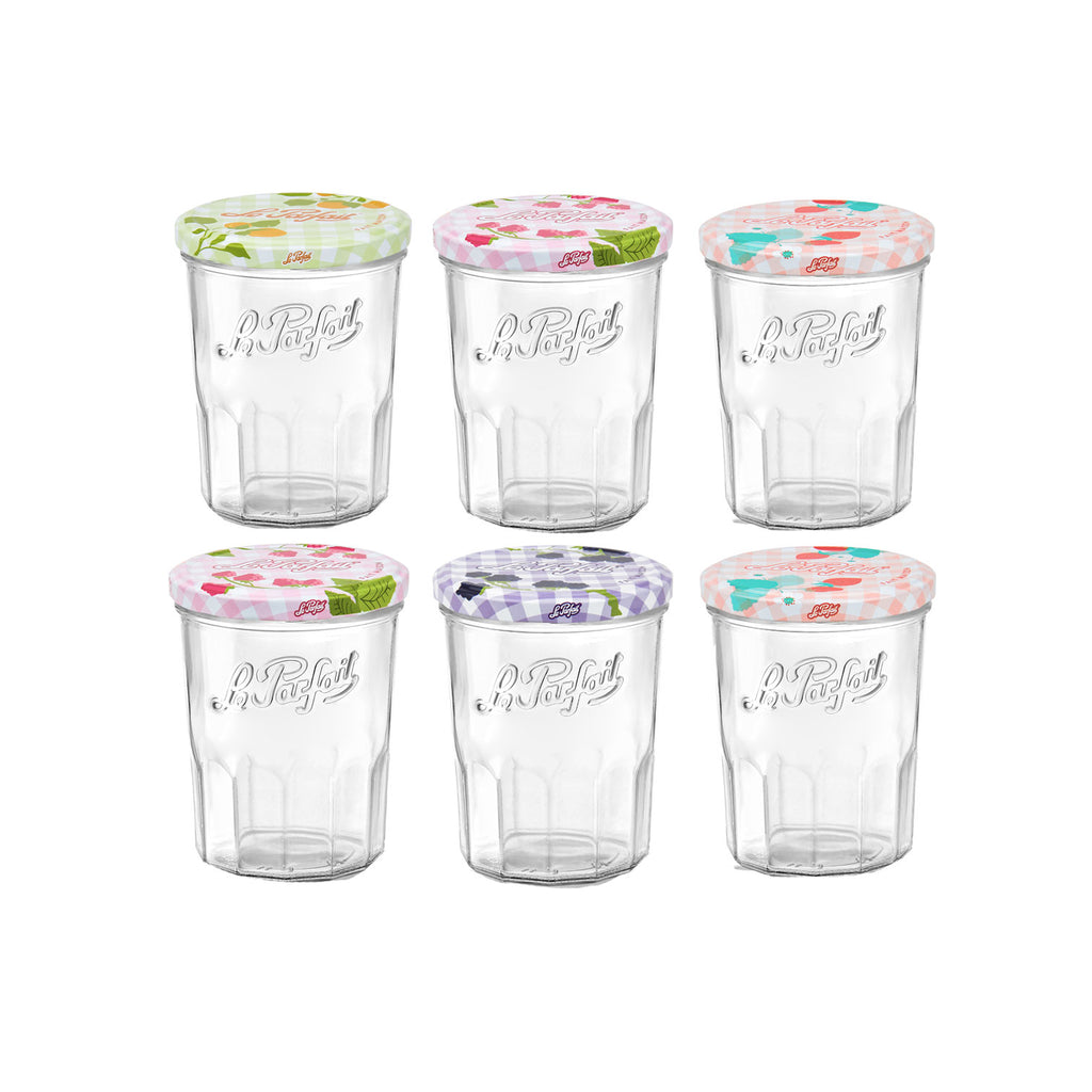 Le Parfait Jam Jar Assorted Lids 385ml - Pack 12