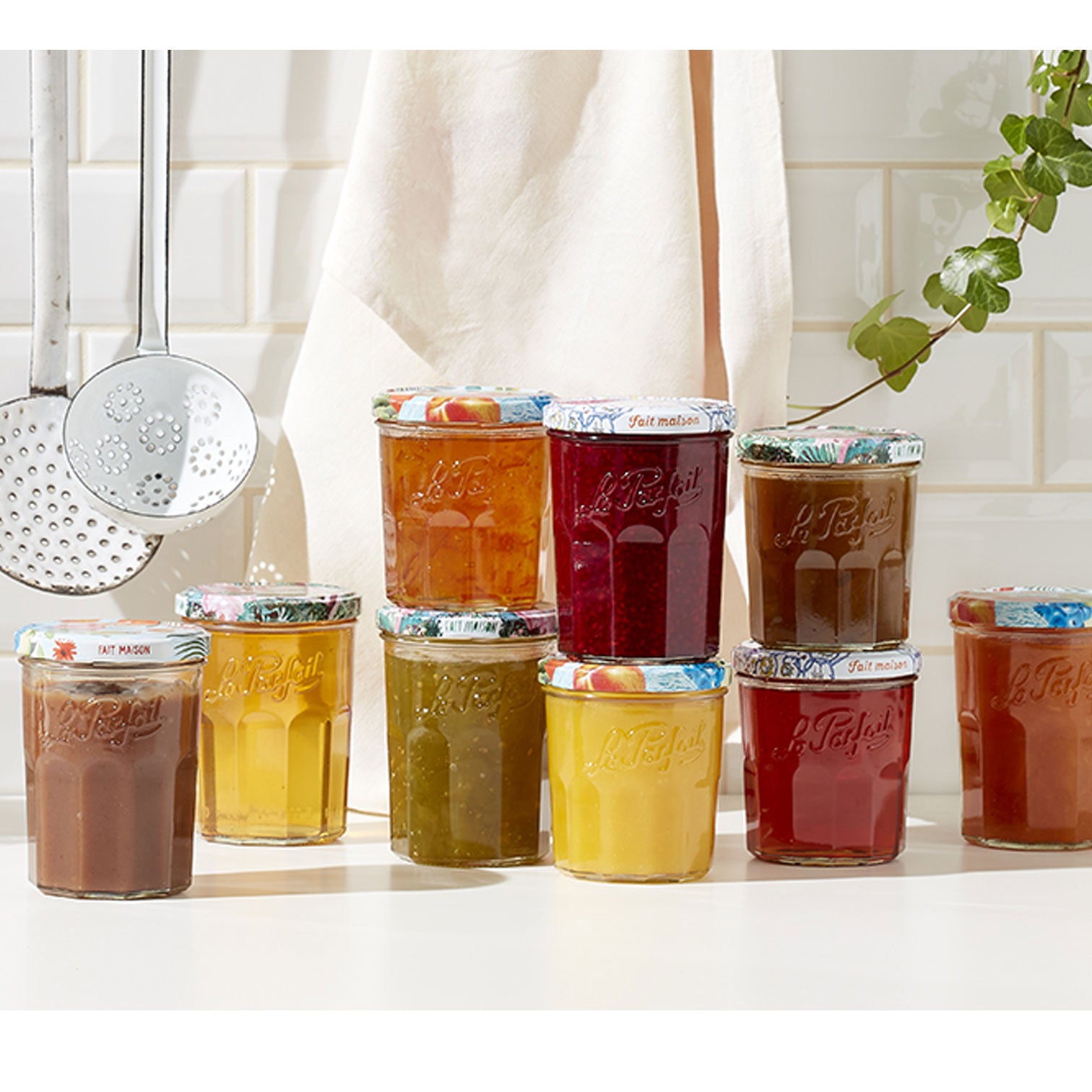 Le Parfait Jam Jar Assorted Lids 385ml  - Pack 6