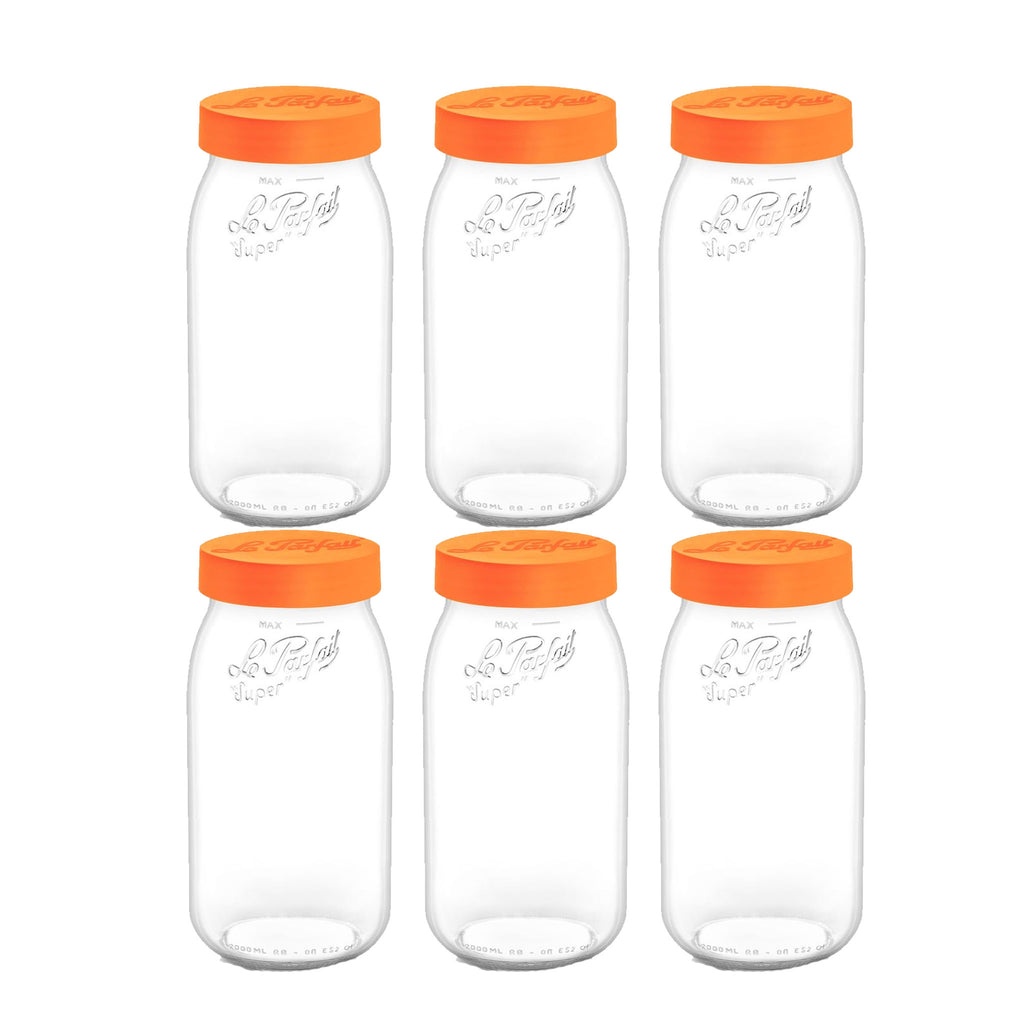 Le Parfait Screw Top Glass Store Jars 2.0L - Pack 6