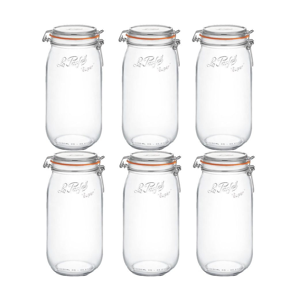 Super Preserve Clip Top Glass Store Jar 2.0L - Pack 6