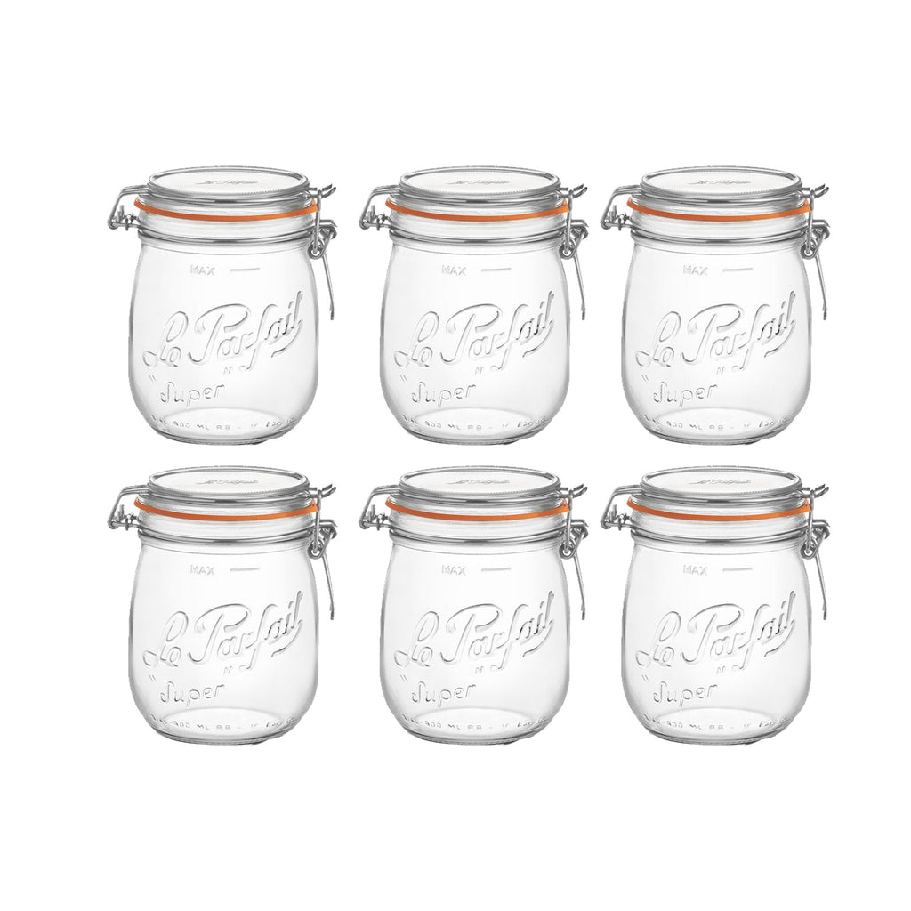 Super Preserve Clip Top Glass Store Jar 0.75L - Pack 6